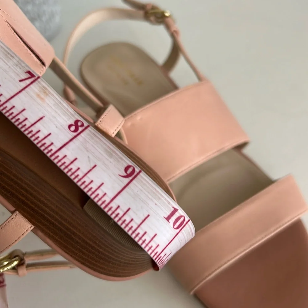 Cole Haan Sandals Women Pink Leather Slingback Wedge Buckle - Picture 12 of 17